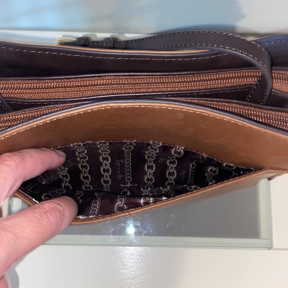 Tignanello Mojave X-body Brown and Caramel Leather Cross Body Bag - Picture 6 of 15